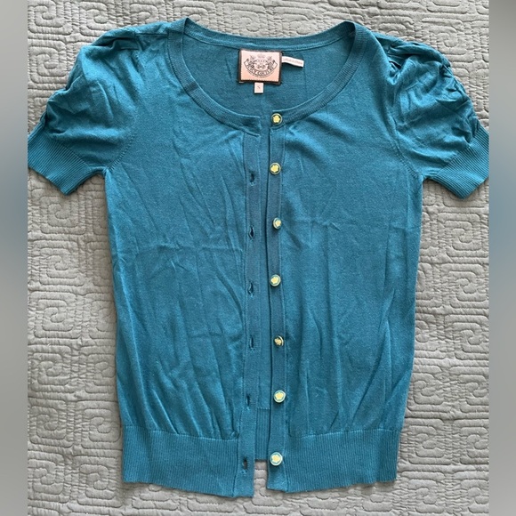 Juicy Couture Teal Short Sleeve Cardigan - Picture 4 of 5